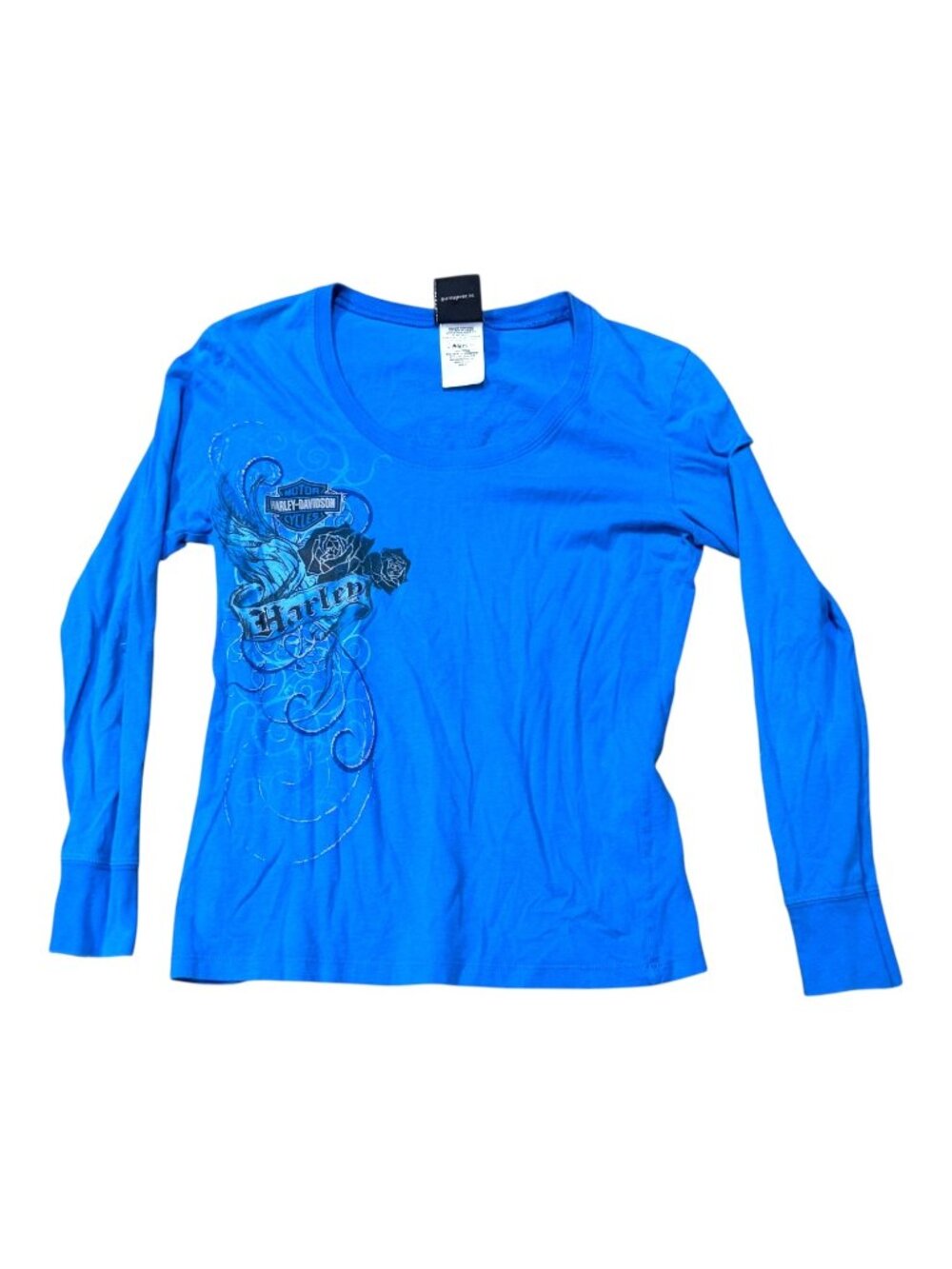 Harley-Davidson Graphic Womens Blue Long Sleeve S T-Shirt Daytona Beach Biker